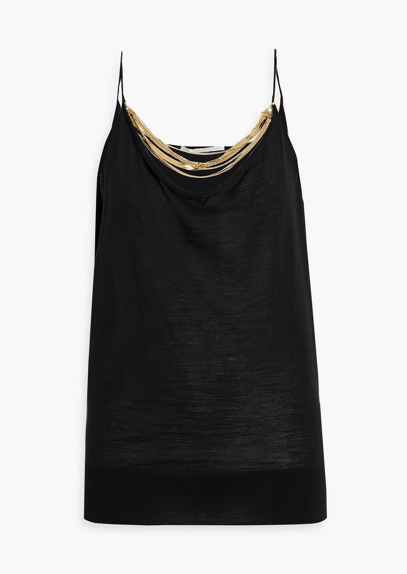 Stella McCartney Lingerie - Chain-embellished wool-jersey tank - Black - XS