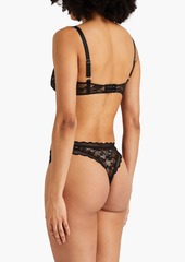 Stella McCartney Lingerie - Corded lace mid-rise thong - Black - S