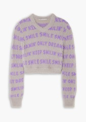 Stella McCartney Lingerie - Cropped brushed jacquard-knit sweater - Purple - IT 40