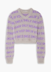 Stella McCartney Lingerie - Cropped brushed jacquard-knit sweater - Purple - IT 34