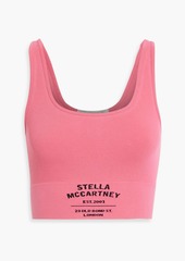 Stella McCartney Lingerie - Cropped logo-print ribbed stretch cotton-blend jersey tank - Pink - S