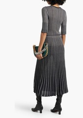 Stella McCartney Lingerie - Cutout metallic striped stretch-knit midi dress - Black - IT 38