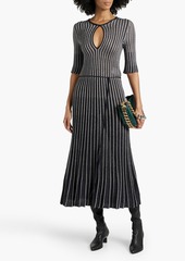 Stella McCartney Lingerie - Cutout metallic striped stretch-knit midi dress - Black - IT 38