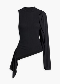 Stella McCartney Lingerie - Draped chiffon-paneled stretch-knit top - Black - M