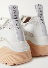 Stella McCartney Lingerie - Eclypse faux leather-trimmed lace sneakers - White - EU 35