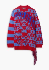 Stella McCartney Lingerie - Eco Hero oversized asymmetric intarsia wool sweater - Red - IT 44