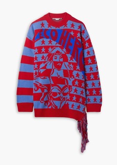 Stella McCartney Lingerie - Eco Hero oversized asymmetric intarsia wool sweater - Red - IT 34