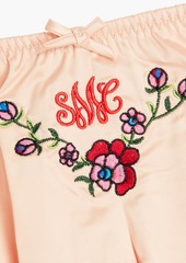 Stella McCartney Lingerie - Embroidered stretch-satin pajama shorts - Orange - S