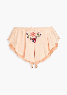Stella McCartney Lingerie - Embroidered stretch-satin pajama shorts - Orange - S