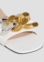 Stella McCartney Lingerie - Falabella chain-embellished faux leather slides - White - EU 36