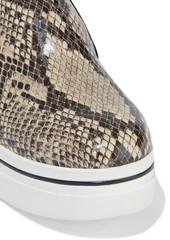 Stella McCartney Lingerie - Faux snake-effect leather platform slip-on sneakers - Neutral - EU 40