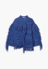 Stella McCartney Lingerie - Fringed open-knit alpaca-blend sweater - Blue - IT 40