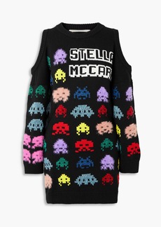 Stella McCartney Lingerie - Game On cold-shoulder intarsia-knit mini dress - Black - IT 36