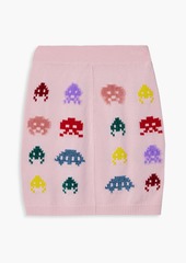 Stella McCartney Lingerie - Game On metallic intarsia-knit wool-blend mini skirt - Pink - IT 38
