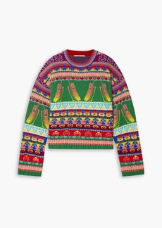 Stella McCartney Lingerie - Keep In Touch jacquard-knit wool-blend sweater - Green - IT 36