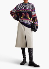 Stella McCartney Lingerie - Keep In Touch oversized jacquard-knit wool-blend sweater - Blue - IT 38