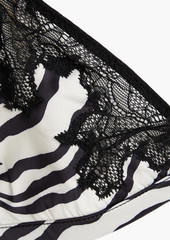 Stella McCartney Lingerie - Lace-trimmed zebra-print stretch-satin triangle bra - Animal print - S