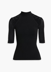 Stella McCartney Lingerie - Open-knit paneled knitted top - Black - M