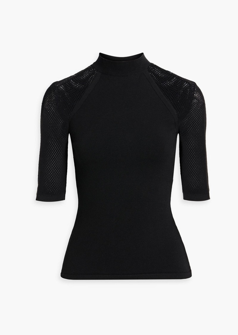 Stella McCartney Lingerie - Open-knit paneled knitted top - Black - M