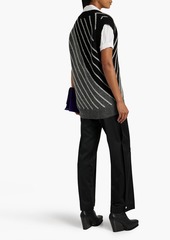 Stella McCartney Lingerie - Oversized striped jacquard-knit alpaca-blend vest - Black - IT 38