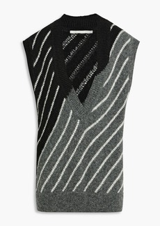 Stella McCartney Lingerie - Oversized striped jacquard-knit alpaca-blend vest - Black - IT 38