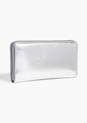 Stella McCartney Lingerie - Perforated crinkled metallic faux leather continental wallet - Metallic - OneSize