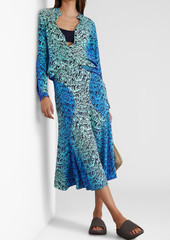 Stella McCartney Lingerie - Printed crepe de chine midi skirt - Blue - IT 34