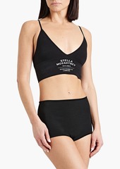 Stella McCartney Lingerie - Printed ribbed jersey cotton-blend sports bra - Black - S