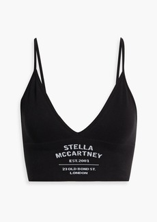 Stella McCartney Lingerie - Printed ribbed jersey cotton-blend sports bra - Black - S