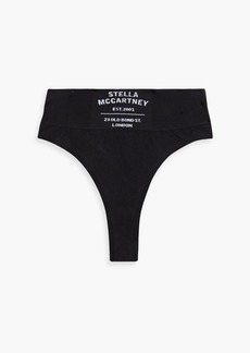 Stella McCartney Lingerie - Printed stretch cotton-blend jersey high-rise thong - Black - S