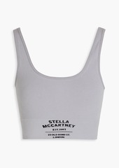 Stella McCartney Lingerie - Printed ribbed stretch cotton-blend jersey sports bra - Gray - M