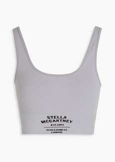 Stella McCartney Lingerie - Printed ribbed stretch cotton-blend jersey sports bra - Gray - S
