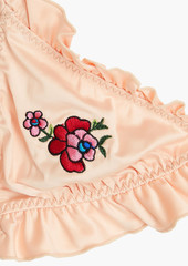 Stella McCartney Lingerie - Ruffled embroidered sterch-satin triangle bra - Orange - S