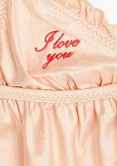 Stella McCartney Lingerie - Ruffled embroidered stretch-satin chemise - Orange - S