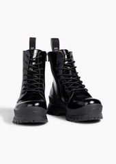 Stella McCartney Lingerie - Trace faux glossed-leather combat boots - Black - EU 35