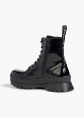 Stella McCartney Lingerie - Trace faux glossed-leather combat boots - Black - EU 35