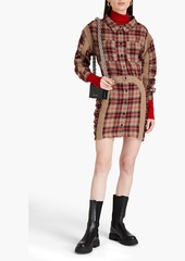 Stella McCartney Lingerie - Wren ruched checked wool mini shirt dress - Neutral - IT 34