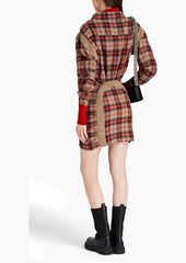 Stella McCartney Lingerie - Wren ruched checked wool mini shirt dress - Neutral - IT 34