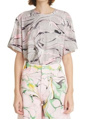 Stella McCartney Marble Print Logo Organic Cotton T-Shirt in Multicolor at Nordstrom