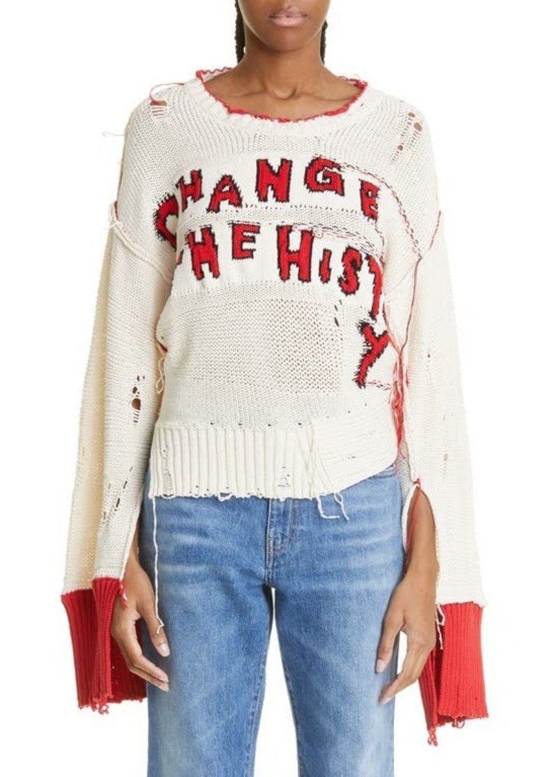 Stella McCartney Nara Change the History Distressed Cotton Sweater