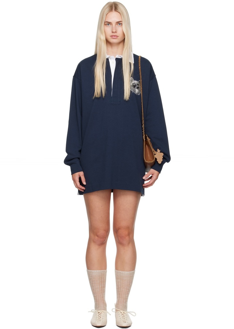 Stella McCartney Navy Cat-Embroidered Sweatshirt Minidress