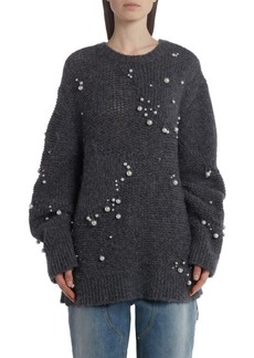 Stella McCartney Oversize Imitation Pearl Embellished Alpaca Blend Sweater