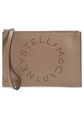 Stella McCartney Perforated Logo Alter Nappa Faux Leather Pouch in Moss at Nordstrom