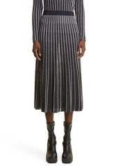 Stella McCartney Pleated Metallic Stripe A-Line Skirt