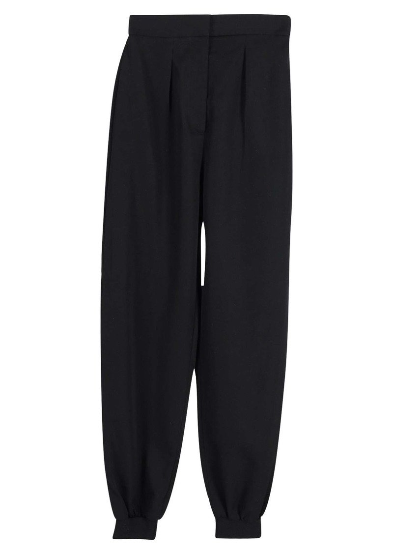 Stella McCartney Pleated Tapered Trousers in Black Wool