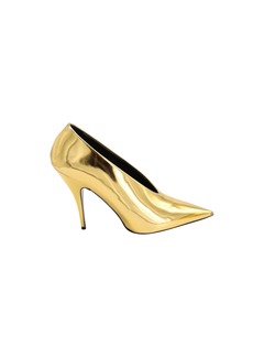 Stella McCartney Pointed Toe Pumps in Gold Faux Patent Leather