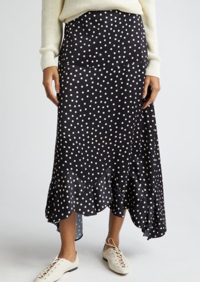 Stella McCartney Polka Dot Handkerchief Hem Maxi Skirt