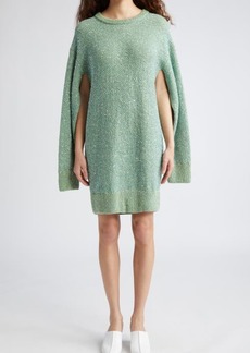 Stella McCartney Sequin Seed Stitch Cape Long Sleeve Sweater Dress