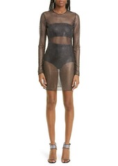 Stella McCartney Sheer Crystal Embellished Long Sleeve Mesh Dress