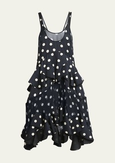 Stella McCartney Sheer Polka Dot Print Ruffle Midi Dress